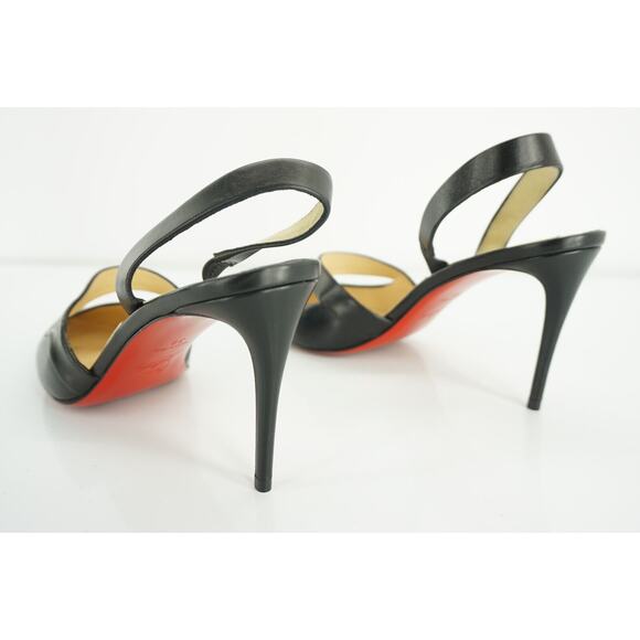 Christian Louboutin Actina Black Leather Slingback Pumps Size 39 Pointy $795 - Picture 7 of 11